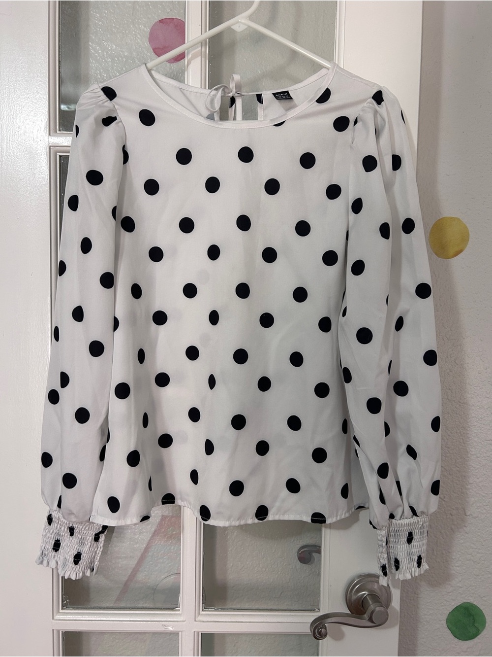 SHEIN White Blouse with Black Polka Dots